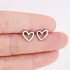 Pendientes Nuevos de Acero Inoxidable Pendientes Redondos Huecos Geométricos Simples Pendientes de Amor Joyería para Orejas Temperamento Simple Combinan con Todo