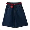 Pantalones para Niña Jeans Infantiles Verano 2026 Estilo Nuevo Azul Oscuro Elegantes Sueltos de Pierna Ancha de Moda Pantalones de Cinco Puntos