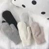 Guantes de Punto Sin Dedos Mezcla de Lana de Conejo Coreanos Simples Invierno Engrosados Doble Capa Cálidos Guantes para Ciclismo Clima Frío