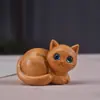 Madeira de Cipreste Gatinho Madeira Maciça Escultura Gato da Sorte Fofo Artesanato Portátil Desenho Animado Presente de Aniversário Infantil Enfeites de Madeira Maciça