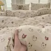 Conjunto de cama de cachorro fofo de desenho animado classe A quatro peças capa de edredom algodão amigo da pele dormitório de estudante algodão lavável conjunto de três peças
