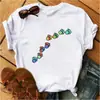Blusas Femininas Transfronteiriças Patas de Animal Coração Dropshipping Letras Moda Retrô Camiseta Feminina Manga Curta