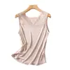 [Processamento Personalizado] Camisola de Tricô com Decote V de Seda, Camiseta Sem Manga de Renda de Seda de Amora, Camiseta Feminina