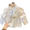 Camisas Blancas de Primavera y Otoño para Niñas, Nuevas Camisas de Base a la Moda de Manga Larga para Niños, Tops de Princesa con Lazo, Tops de Princesa