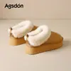 Botas de Neve Augu Shiden Cano Baixo para Mulheres 2026 Novo Outono e Inverno Sola Grossa Slip-On Forradas com Lã Acolchoadas Peludas Sapatos de Algodão