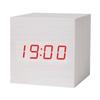 Reloj de madera LED con control de voz inteligente, cuadrado, compacto, digital, temperatura y humedad, reloj despertador electrónico multicolor