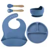 Plato de Cena de Silicona para Niños, Plato de Cena de Silicona para Complemento Alimenticio, Ventosa Reforzada, Plato Dividido de Silicona para Mesa, Plato de Cena para Complemento Alimenticio de Bebé
