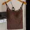 Nueva lencería de estilo francés de canalé y encaje con tirantes finos para mujer, top tipo camiseta de longitud media con copas y tirantes, transfronterizo