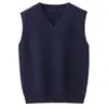 Chaleco sin mangas de cuello en V de lana pura para niños en otoño e invierno, chaleco suéter de cachemira para niño niña, ropa exterior para niños medianos y grandes