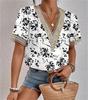 Blusas para Mujer Transfronterizas Europeas y Americanas 2023 Más Vendidas Comercio Exterior Amazon Aliexpress Nueva Camiseta de Manga Corta con Adorno de Encaje