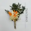 Producto Estrella Transfronterizo, Mini Ramo de Flores Naranja, Cola de Conejo, Gypsophila, Hojas de Eucalipto, Hecho a Mano en Yunnan