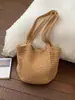 Nueva Bolsa Tejida Navideña, Bolso de Hombro, Calado Casual de Hilo de Algodón Gran Capacidad Bolsa de Playa, Bolso de Paja para Mujer, Estilo Perezoso