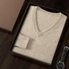 Suéter de Cachemira para Hombre con Cuello en V para Otoño e Invierno, Talla Grande, Ropa de Punto Business Casual, Suéter Base de Lana, Grueso y Cálido