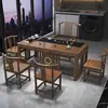 Nuevo juego de mesa de té y sillas de madera maciza estilo chino para balcón de apartamento pequeño, juego para sala de estar de té kung fu para el hogar, mesa de té integrada para preparar té
