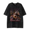 Camiseta de manga corta de verano para hombre, estilo americano, lavada, estilo antiguo, holgada, para estudiantes, de algodón pesado, de marca de moda, de media manga.