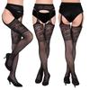 Ropa interior sexy con tirantes antideslizantes y cintura alta para mujer, medias de seda unidas con extremos abiertos, malla fina, ropa interior sexy de malla gratis