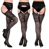 Medias Negras Sexy Malla Jacquard Liguero Todo en Uno Medias Fuente del Tesoro de Comercio Exterior Europeo y Americano