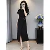 Vestido francés vintage para mujer talla grande, moda estilo coreano, elegante y sofisticado, corte ajustado, entallado en la cintura, vestido largo