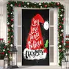 Cubierta de Puerta de Tela Elástica Cubierta de Puerta de Navidad Alegre Transfronteriza Tapiz Fondo de Tela de Regalo de Papá Noel para Fiesta Festiva