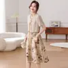 Vestido de Manga Corta de Moda Estilo Mamá 2026 Ropa de Moda para Mujer Verano para Mujeres de Mediana Edad Vestido Largo para Mujeres de Mediana Edad y Mayores con Elegancia