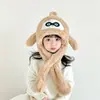 Bonito Sombrero de Peluche con Orejas Móviles, Sombrero de Dibujos Animados de Huevos, Bufanda Integrada, Sombrero Cálido para Niños con Protección para las Orejas S176