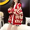 Cardigan Suéter Novo Outono e Inverno Feminino Estilo Coreano Fashionável Solto Estilo Preguiçoso Carta Tricotado Casaco Outerwear Tendência