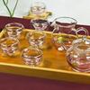 Juego de té de vidrio resistente al calor/tetera con filtro de flores y plantas/tetera para seis personas/juego de té Kung Fu con bandeja de té de bambú
