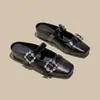 2026 Primavera/Verão Novo Estilo Comércio Exterior Fivela Quadrada Francesa Strass Bico Fechado Mules Sapatos Femininos Elegantes Transfronteiriço