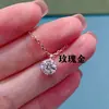 Colar de Prata de Lei S925 com Seis Garras, Moderno, Versátil, Simples, com Diamante Único para Mulheres, Corrente de Clavícula de Moissanita com Inlay de Zircônia, Joia