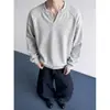 Sudadera de algodón blanco con cuello en V, patchwork deconstruido para hombre, estilo americano de invierno, hombro normal, manga larga, holgada y casual, versátil