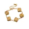 Juego de joyería de trébol de cuatro hojas, acero de titanio, oro real de 18 quilates, pulsera grabada, collar, pendientes, juego de tres piezas de trébol de cuatro hojas, entrega transfronteriza
