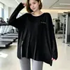 Conjunto deportivo de dos piezas con mangas largas, corte holgado, diseño con abertura, secado rápido, transpirable, talla grande, cubierta para el gimnasio que estiliza, pantalones de yoga, ropa casual