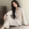 Pijama de algodão 6040 para mulheres, primavera e outono, cardigã, manga longa, conjunto de duas peças com calça comprida, conjunto de duas peças de roupa de casa transfronteiriça para live-streaming