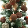 Bolas de Navidad Flocadas Transfronterizas 6cm/12Pzas, Adornos para Árbol de Navidad de Forma Única, Set Navideño de Plástico Terciopelo, Estilo Europeo