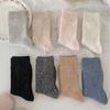 Calcetines de media caña para mujer para otoño e invierno, calcetines gruesos de lana cálida, calcetines holgados, calcetines largos de cachemira de color sólido para primavera y otoño para mujer