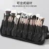 Bolsa Plegable Vertical de Gran Capacidad con 29 Agujeros para Brochas de Maquillaje Bolsa para Herramientas de Pinceles Impermeable de PU para Maquilladores Bolsa Portátil para Cosméticos