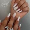 Peças de Unha Quentes Transfronteiriças Estilo Europeu e Americano Manicure Francesa Patch Pó Cor de Contraste Preto Explosões de Comércio Exterior Unhas Postiças Produtos Acabados