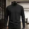 Nova camiseta masculina de manga comprida 2026, top elástico para primavera e outono, camada base pesada de corte solto, camisa masculina de manga curta