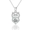 Collar de Plata de Ley S925 con Búho Transfronterizo Europeo y Americano para Mujer con Moissanita de Color D de Un Quilate Colgante de Moda Europeo y Americano Cadena para Clavícula