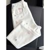 Jeans Bonitos Bordados de Gato Kt para Mujer, Nuevos de Verano Versátiles Adelgazantes de Pierna Ancha, Pantalones Largos Sueltos con Caída