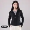Estilo Nuevo de Otoño Chaqueta con Cremallera y Cuello Alto de Lana y Seda Cálida Agradable a la Piel Top Deportivo Delgado para Yoga