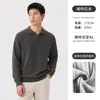 Camisa Polo de Punto para Hombre Estilo Old Money Textura de Canalé Otoño/Invierno Commuting de Negocios Suéter Casual de Manga Larga Ropa para Hombre
