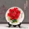 Porcelana de Peônia de Luoyang Atacado Ornamentos Cerâmica Artesanal Decoração de Sala de Estar Prato Pendurado Artesanato Presentes de Inauguração