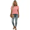 Roupas Femininas Transfronteiriças Europeias e Americanas 2026 Amazon Wish Comércio Exterior Nova T-shirt Casual Lisa de Manga Curta Solta