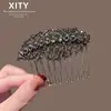 Pente de Cabelo de Alta Qualidade com Design de Espiga de Trigo Totalmente Cravejado para Mulheres, Ferramenta para Arrumar o Cabelo, Presilha Lateral de Cabeça de Princesa, Grampo para Fixar a Franja, Acessório de Cabelo