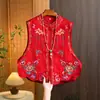 Qualidade Garantida, Novo Estilo Primavera e Outono para Mães, Novo Colete Estilo Chinês, Top Feminino Bordado Jacquard Pesado Vintage