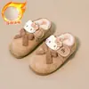 Zapatos de Algodón con Forro de Felpa para Niñas 2025 Invierno Lindos Zapatos Birkenstock de Gato Kt para Niños Bebé Cálidos Versátiles Zapatos Pequeños de Cuero