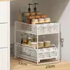 Estante de Almacenamiento Extraíble para Gabinete de Cocina, Estante Sub-capa, Varios Artefactos Completos, Cesta de Almacenamiento para Gabinete Debajo del Fregadero de Doble Capa