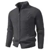 Gola alta retrô, zíper completo, suéter masculino de tricô trançado, estilo americano outono/inverno, macio e confortável, caimento justo, cardigã de tricô trançado
