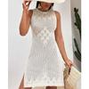 Vestido de Playa Transfronterizo Nuevo Estilo Europeo y Americano, Bikini Tejido Sexy Calado, Cubre Traje de Baño para Vacaciones, Ropa de Protección Solar para Mujer